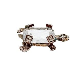 Vintage silver-tone turtle brooch pin
